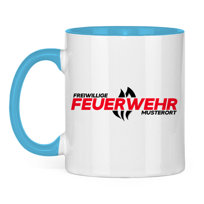 Tasse zweifarbig - Flamme Freiwillige Feuerwehr Rot [Personalisierbar]