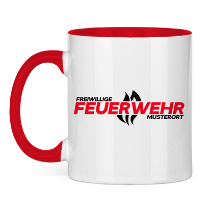 Tasse zweifarbig - Flamme Freiwillige Feuerwehr Rot [Personalisierbar]