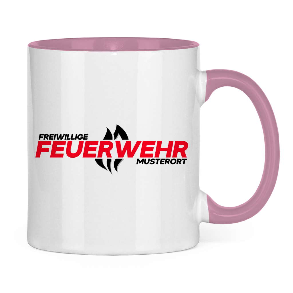 Tasse zweifarbig - Flamme Freiwillige Feuerwehr Rot [Personalisierbar]