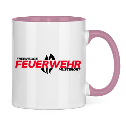 Tasse zweifarbig - Flamme Freiwillige Feuerwehr Rot [Personalisierbar]