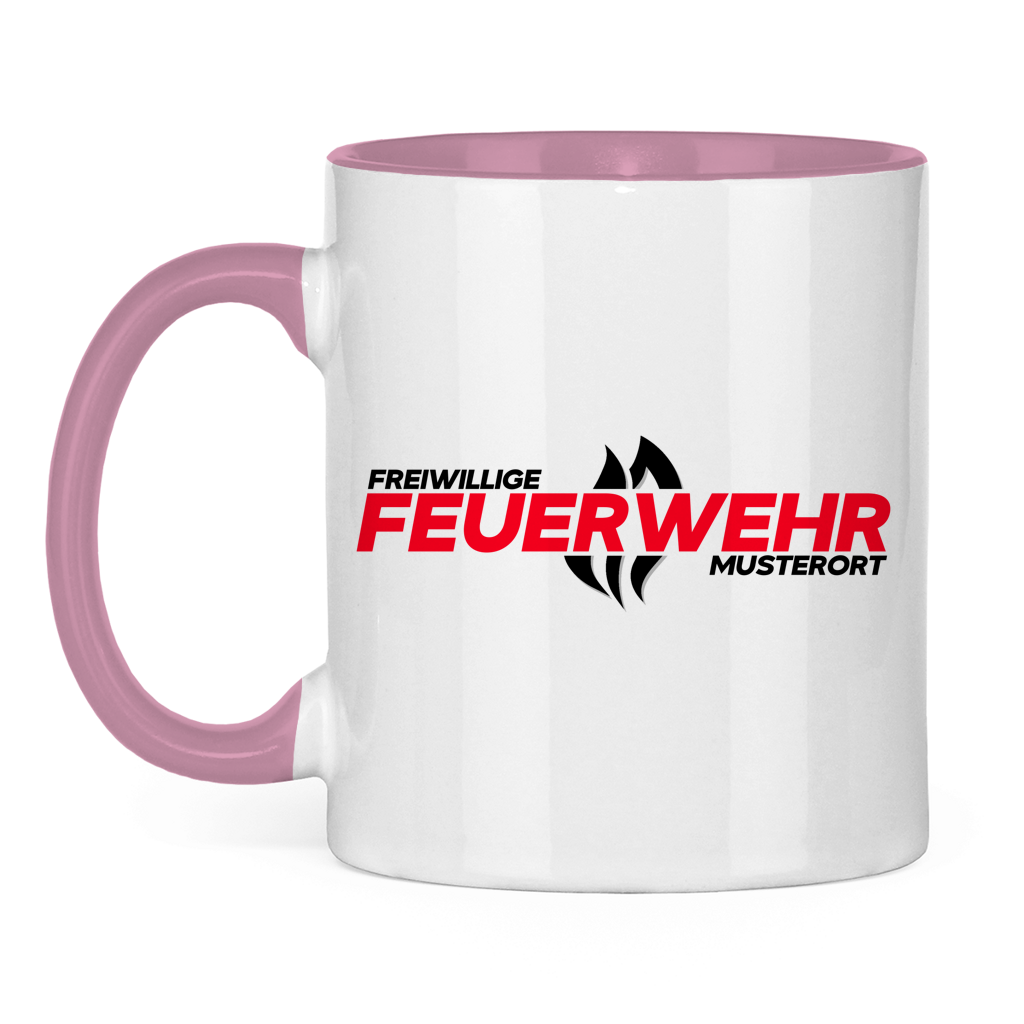 Tasse zweifarbig - Flamme Freiwillige Feuerwehr Rot [Personalisierbar]