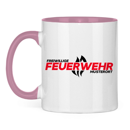 Tasse zweifarbig - Flamme Freiwillige Feuerwehr Rot [Personalisierbar]