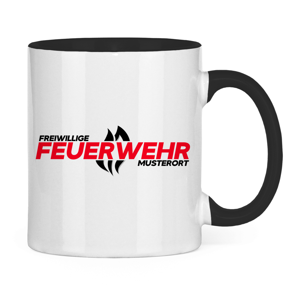 Tasse zweifarbig - Flamme Freiwillige Feuerwehr Rot [Personalisierbar]