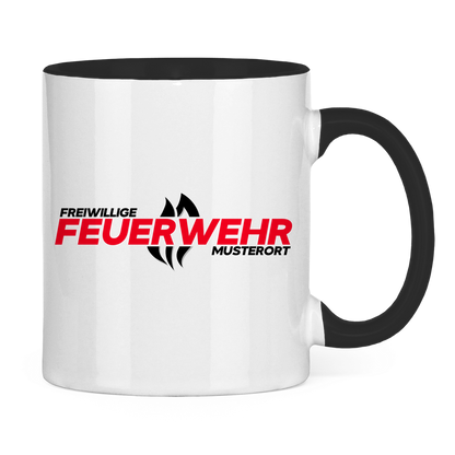 Tasse zweifarbig - Flamme Freiwillige Feuerwehr Rot [Personalisierbar]