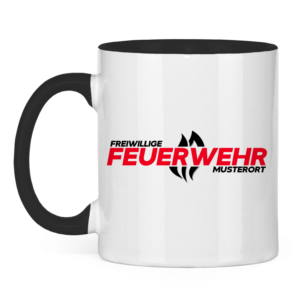 Tasse zweifarbig - Flamme Freiwillige Feuerwehr Rot [Personalisierbar]