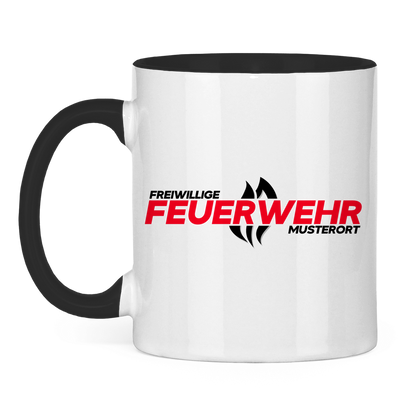 Tasse zweifarbig - Flamme Freiwillige Feuerwehr Rot [Personalisierbar]