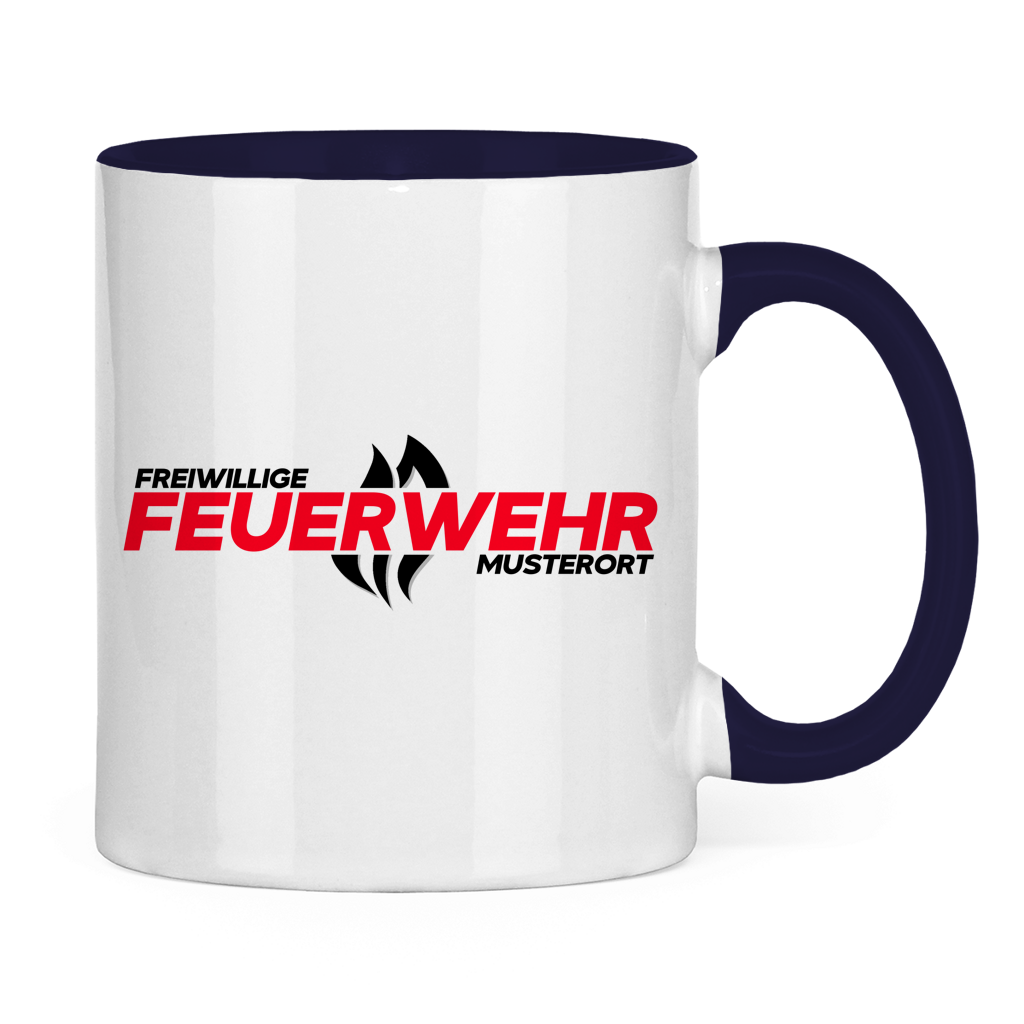 Tasse zweifarbig - Flamme Freiwillige Feuerwehr Rot [Personalisierbar]