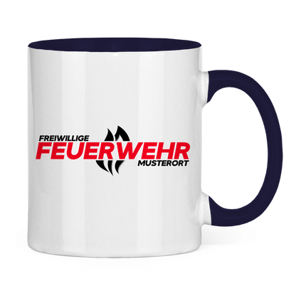Tasse zweifarbig - Flamme Freiwillige Feuerwehr Rot [Personalisierbar]