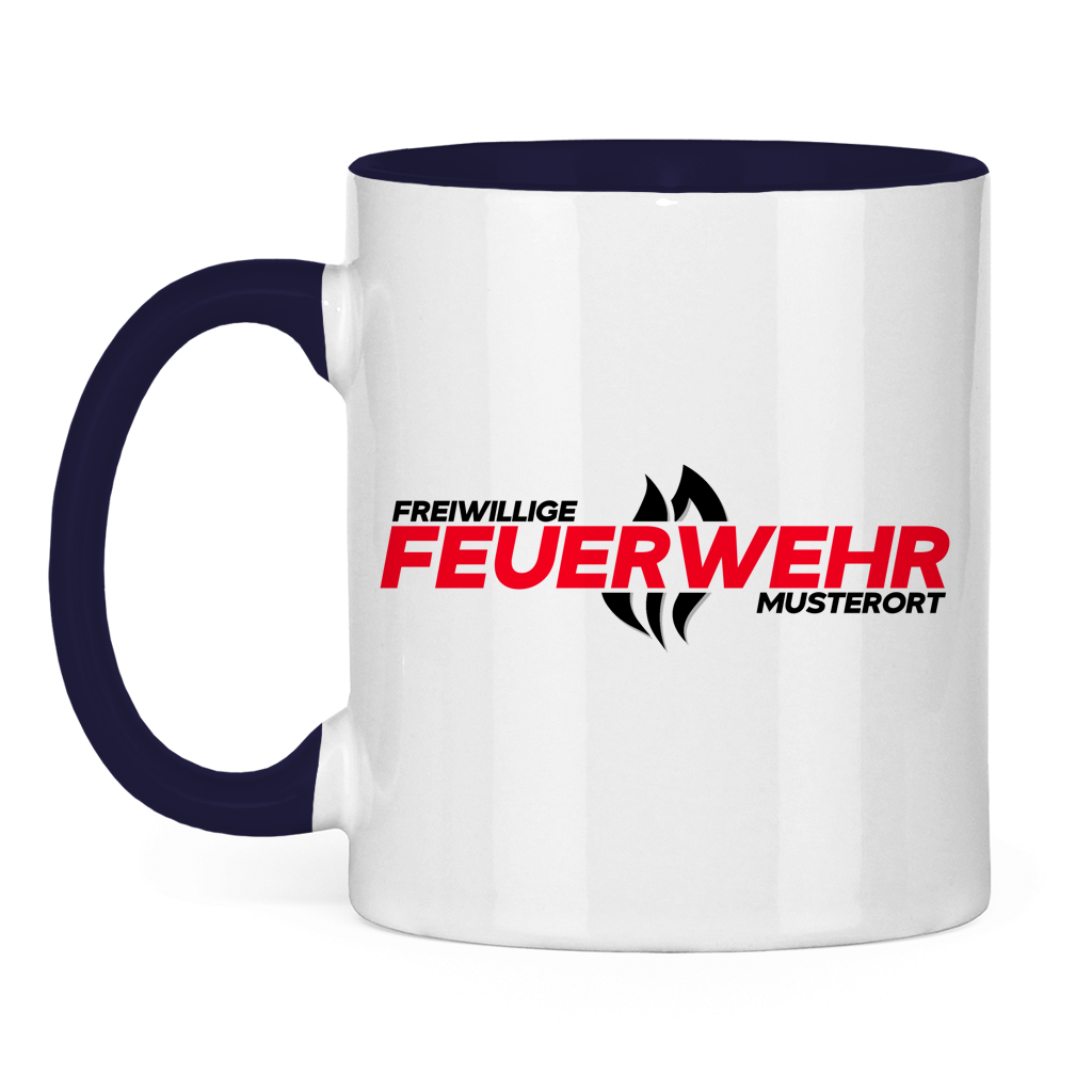 Tasse zweifarbig - Flamme Freiwillige Feuerwehr Rot [Personalisierbar]