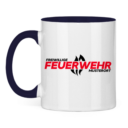 Tasse zweifarbig - Flamme Freiwillige Feuerwehr Rot [Personalisierbar]