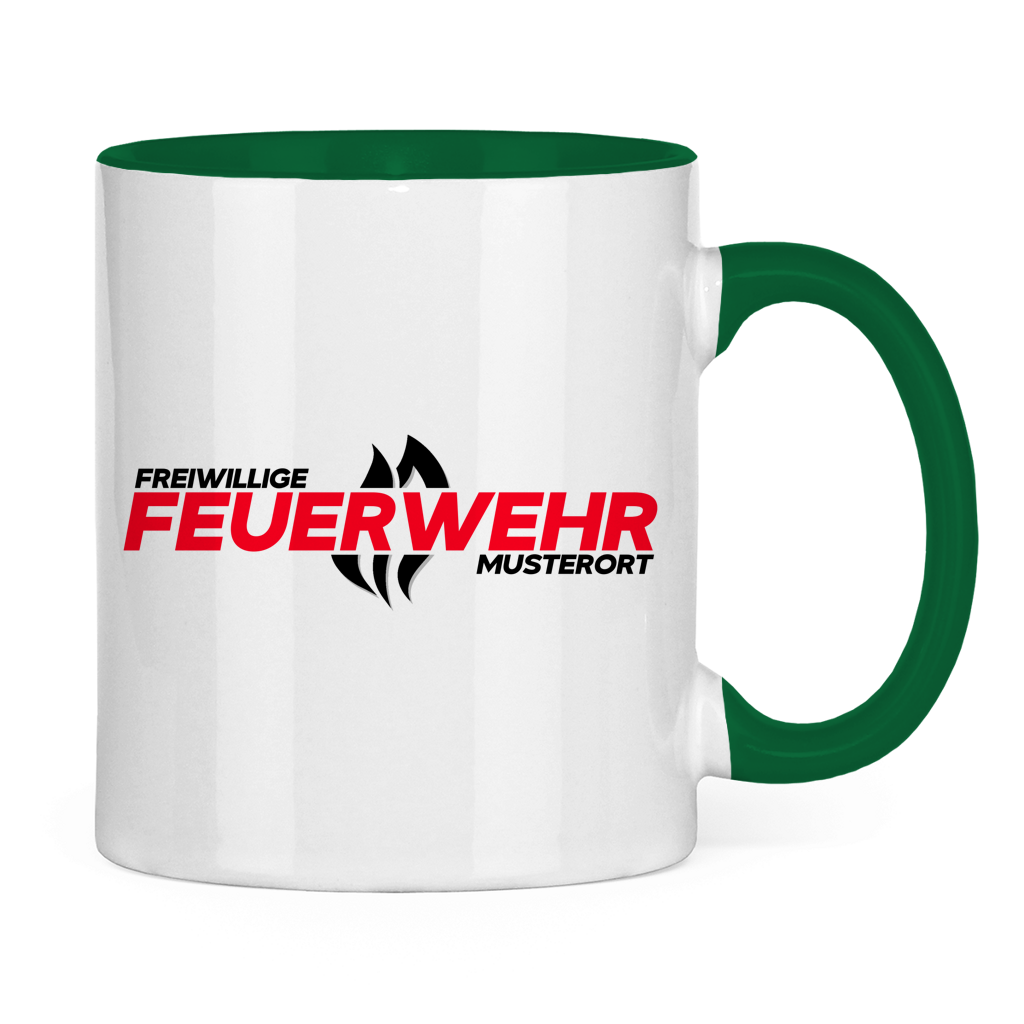 Tasse zweifarbig - Flamme Freiwillige Feuerwehr Rot [Personalisierbar]