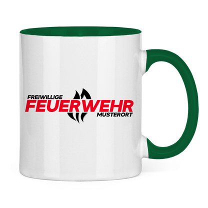 Tasse zweifarbig - Flamme Freiwillige Feuerwehr Rot [Personalisierbar]