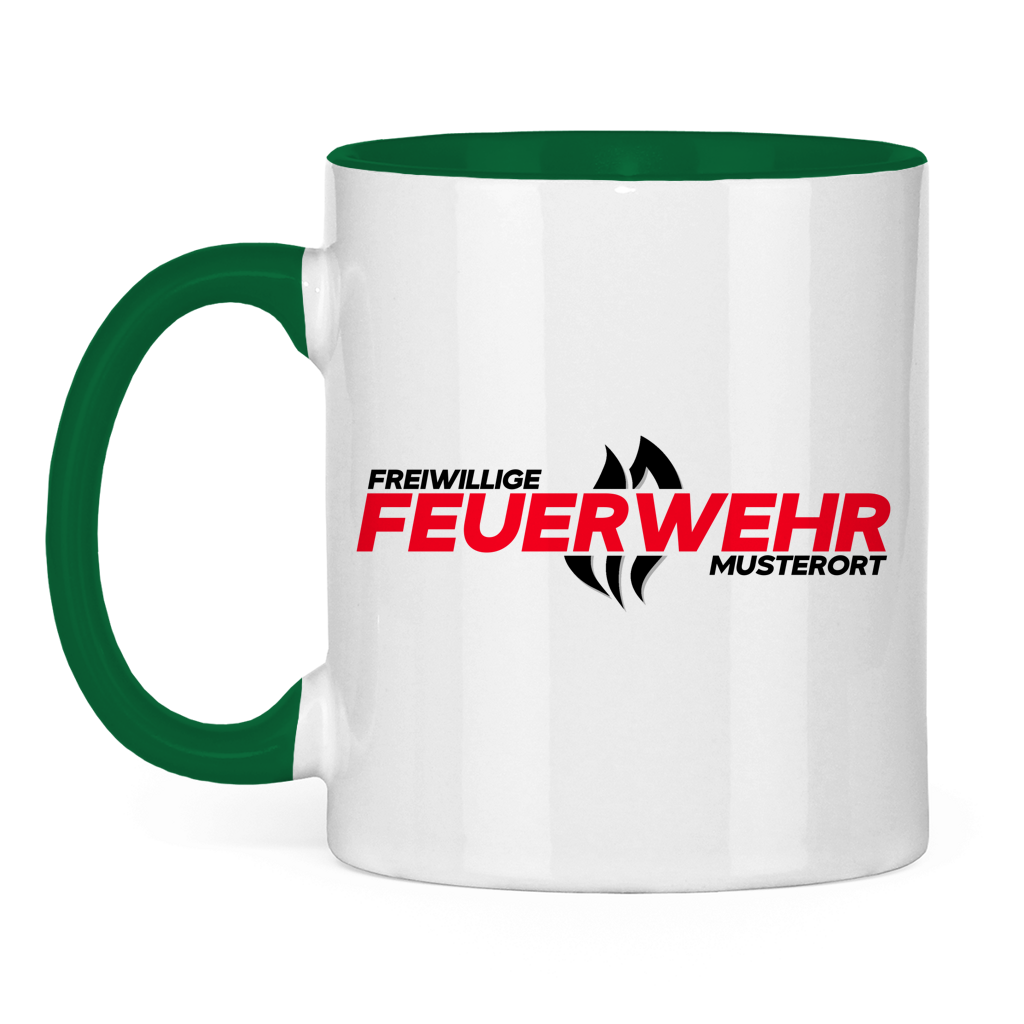 Tasse zweifarbig - Flamme Freiwillige Feuerwehr Rot [Personalisierbar]