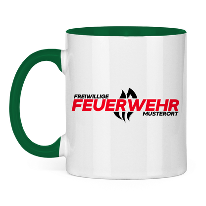 Tasse zweifarbig - Flamme Freiwillige Feuerwehr Rot [Personalisierbar]