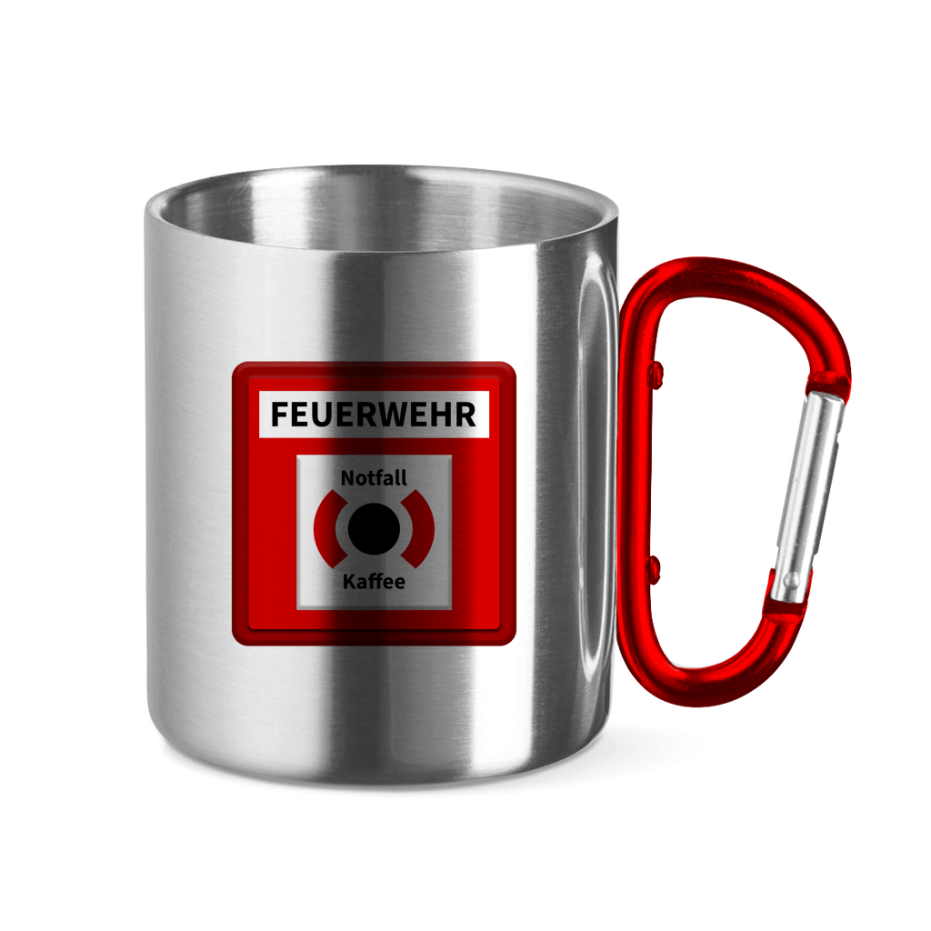 Edelstahltasse mit Karabinergriff - Brandmelder