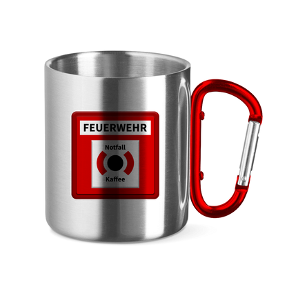 Edelstahltasse mit Karabinergriff - Brandmelder