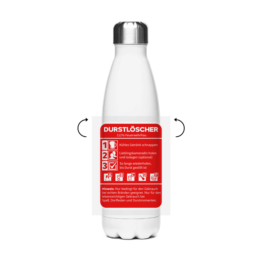Edelstahl-Thermoflasche - Durstlöscher Feuerwehrfrau