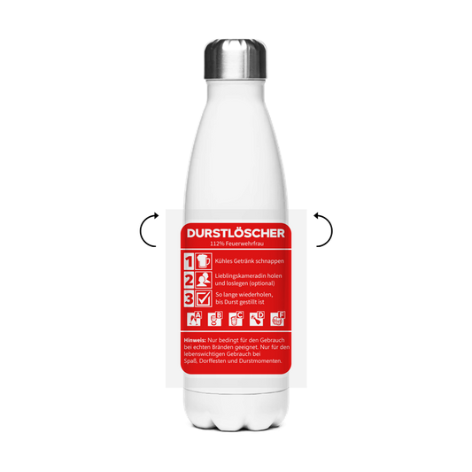 Edelstahl-Thermoflasche - Durstlöscher Feuerwehrfrau
