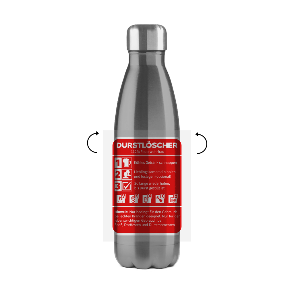 Edelstahl-Thermoflasche - Durstlöscher Feuerwehrfrau