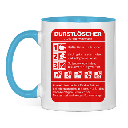 Tasse zweifarbig - Morgen Durstlöscher Feuerwehrmann