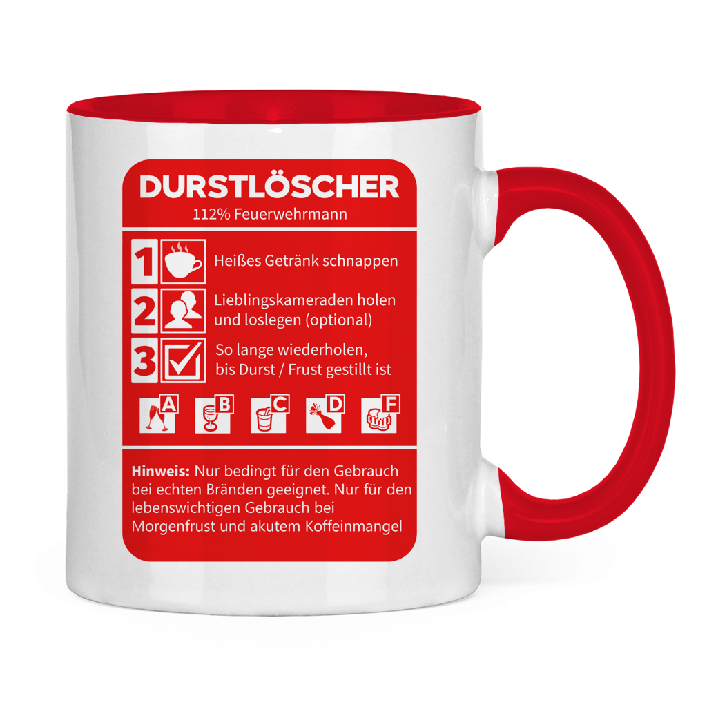 Tasse zweifarbig - Morgen Durstlöscher Feuerwehrmann
