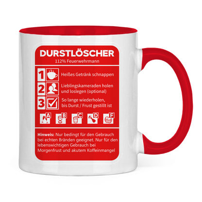 Tasse zweifarbig - Morgen Durstlöscher Feuerwehrmann