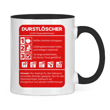 Tasse zweifarbig - Morgen Durstlöscher Feuerwehrmann