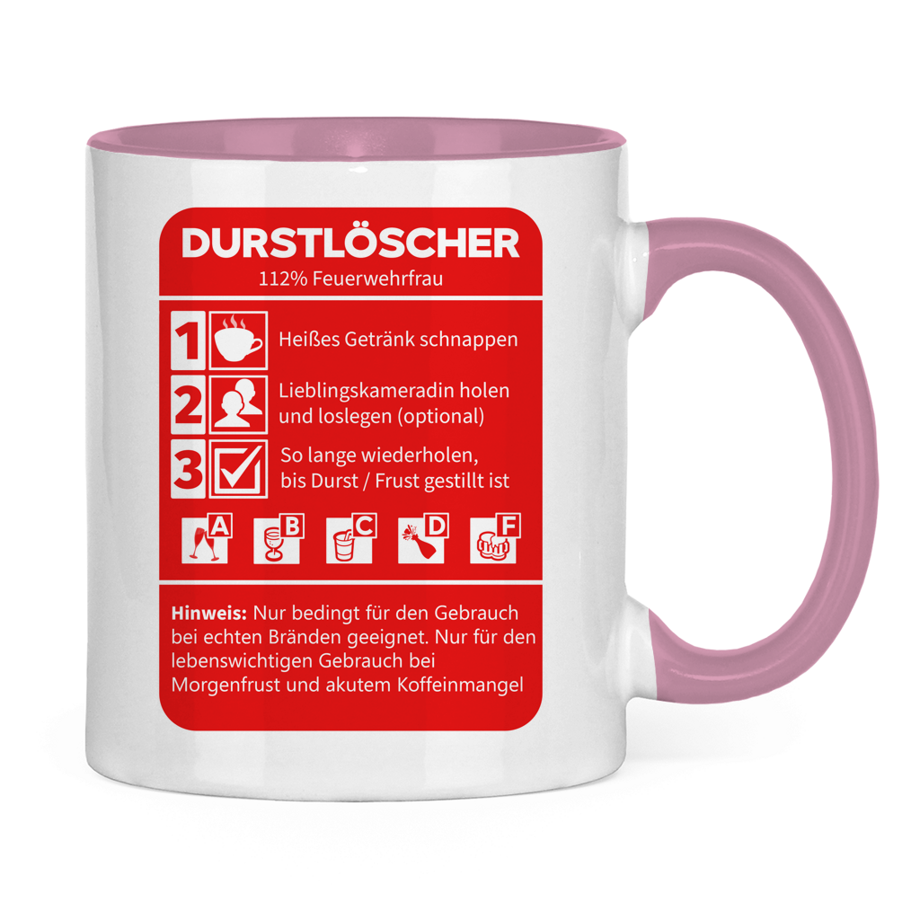 Tasse zweifarbig - Morgen Durstlöscher Feuerwehrfrau