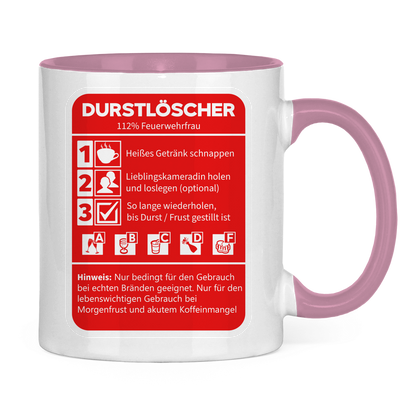 Tasse zweifarbig - Morgen Durstlöscher Feuerwehrfrau