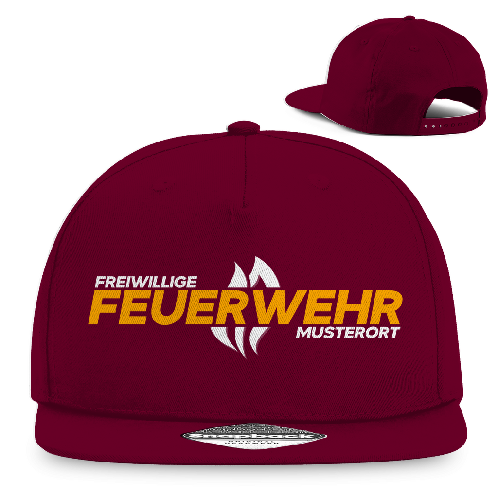 Snapback Rapper Cap - Flamme Freiwillige Feuerwehr Gelb [Personalisierbar]