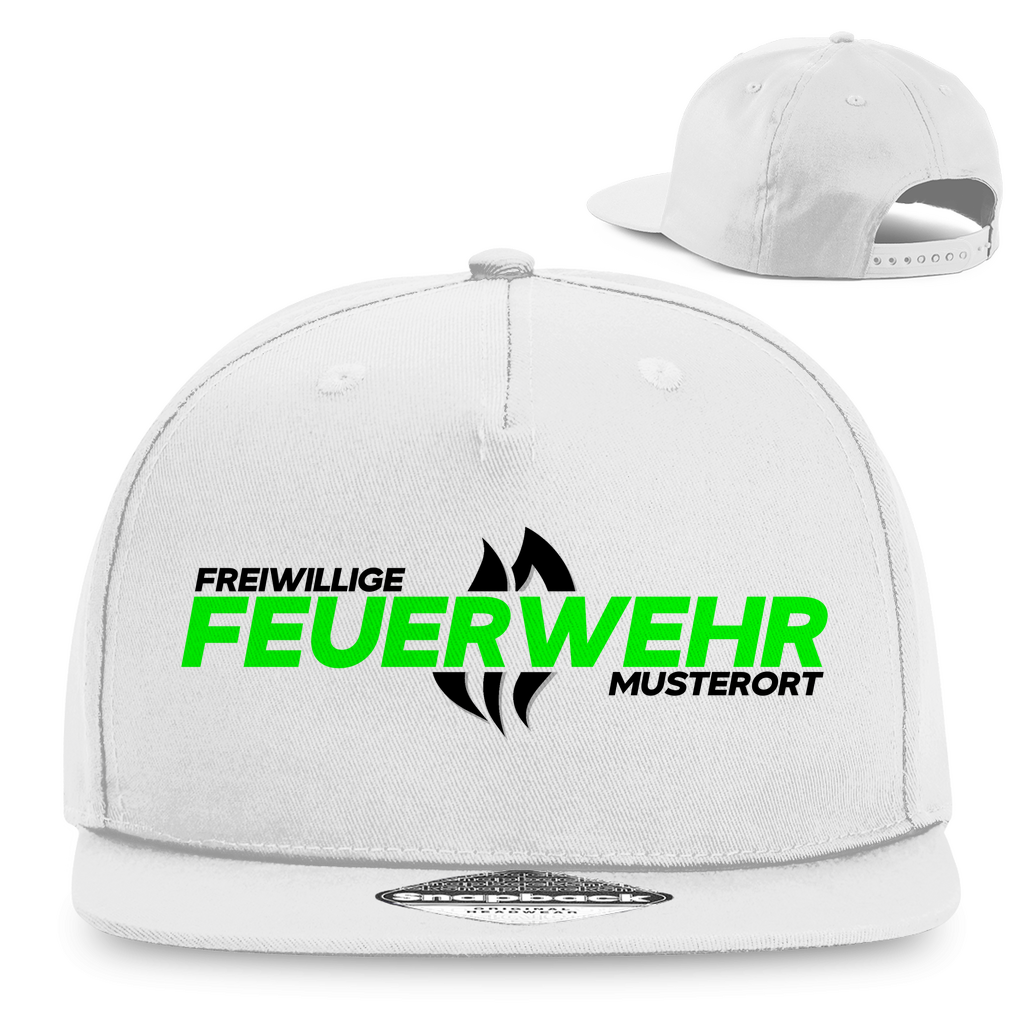Snapback Rapper Cap - Flamme Freiwillige Feuerwehr Grün [Personalisierbar]