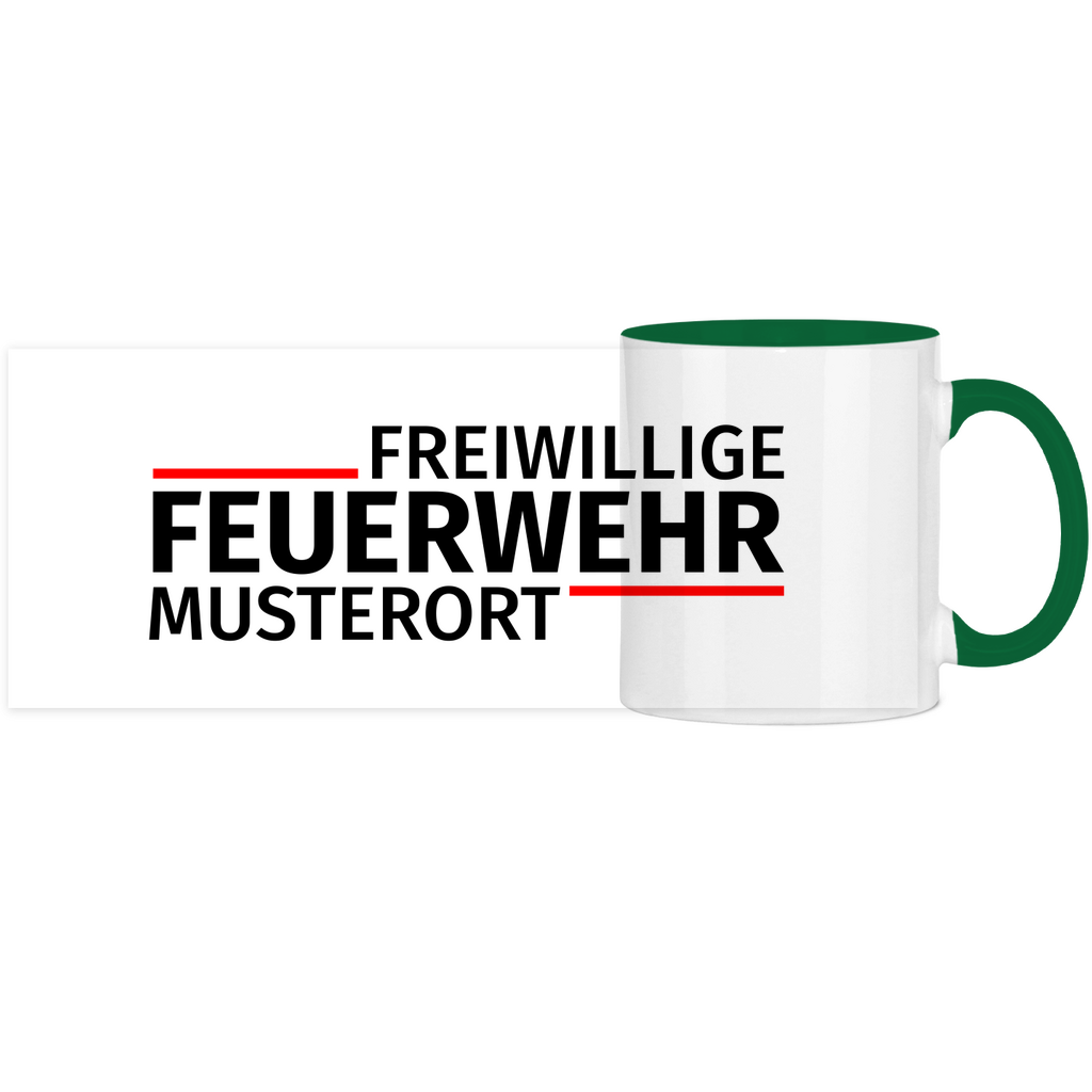 Panorama Tasse zweifarbig - Modern Freiwillige Feuerwehr [Personalisierbar]