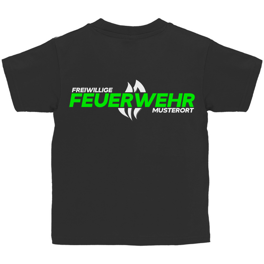Kinder T-Shirt - Flamme Freiwillige Feuerwehr Grün [Personalisierbar]