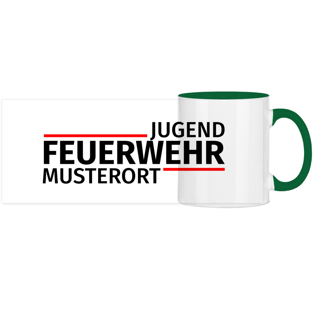 Panorama Tasse zweifarbig - Modern Jugendfeuerwehr [Personalisierbar]