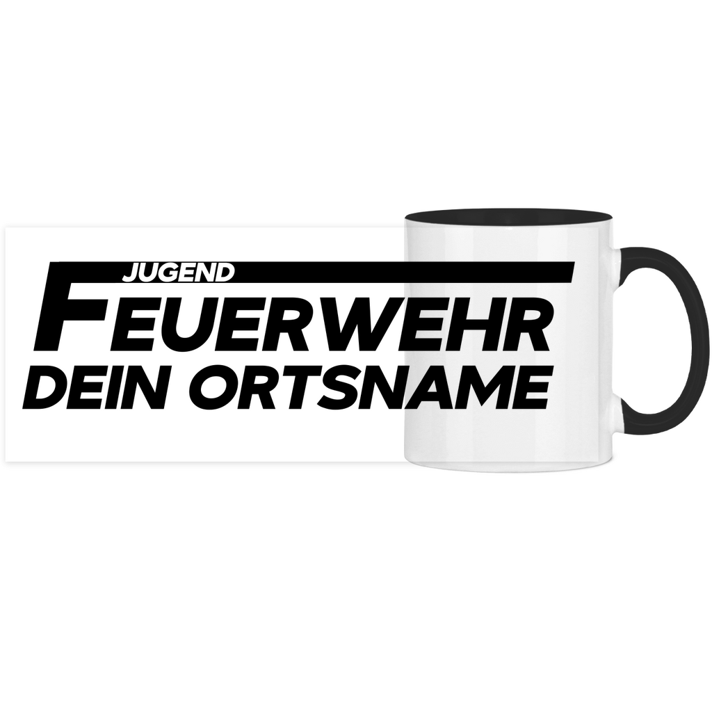 Panorama Tasse zweifarbig - Jugendfeuerwehr [Personalisierbar]