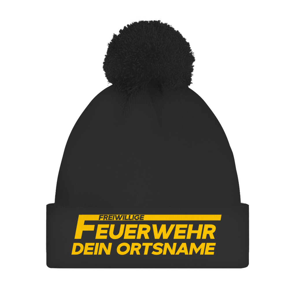 Bommelmütze - Freiwillige Feuerwehr Gelb [Personalisierbar]