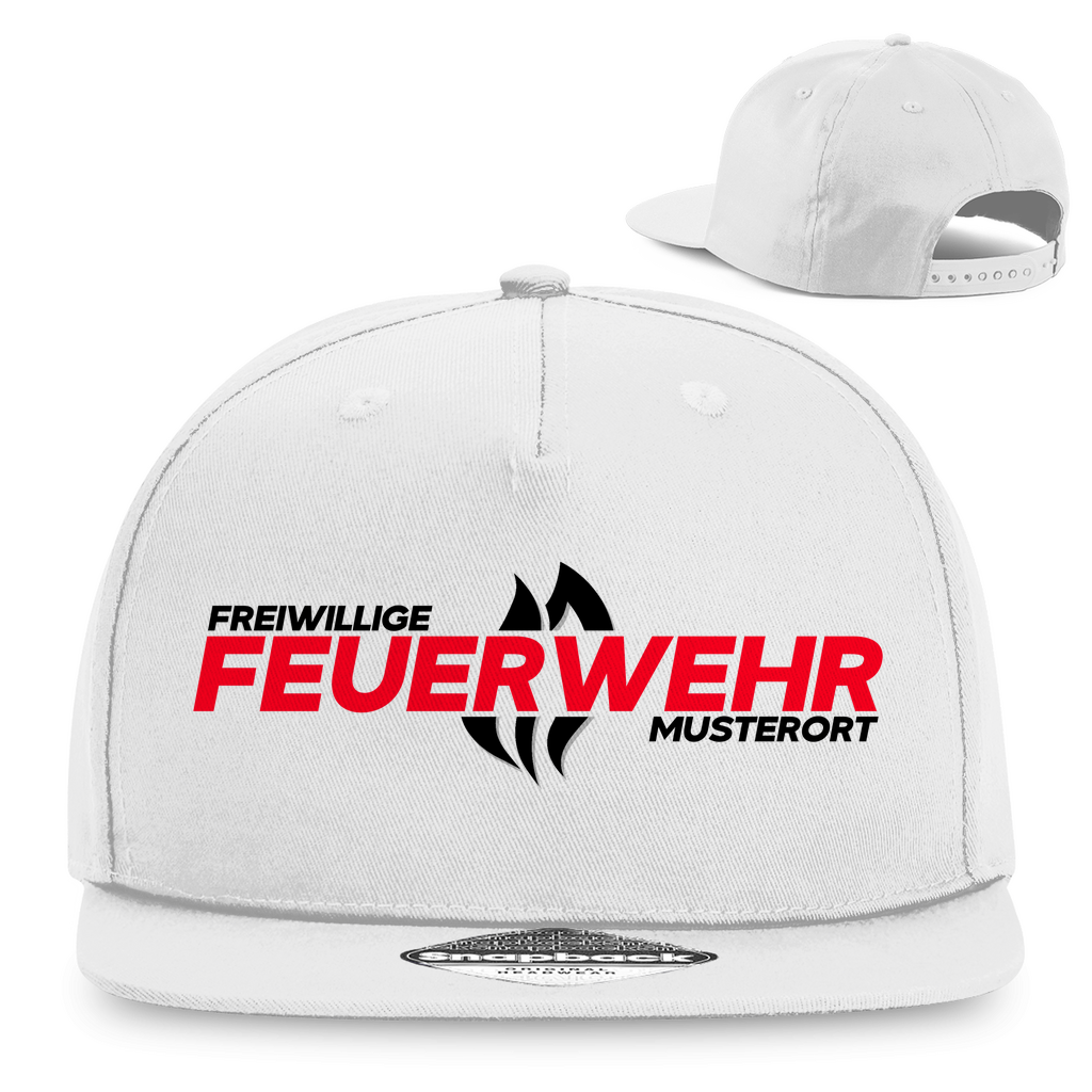Snapback Rapper Cap - Flamme Freiwillige Feuerwehr Rot [Personalisierbar]