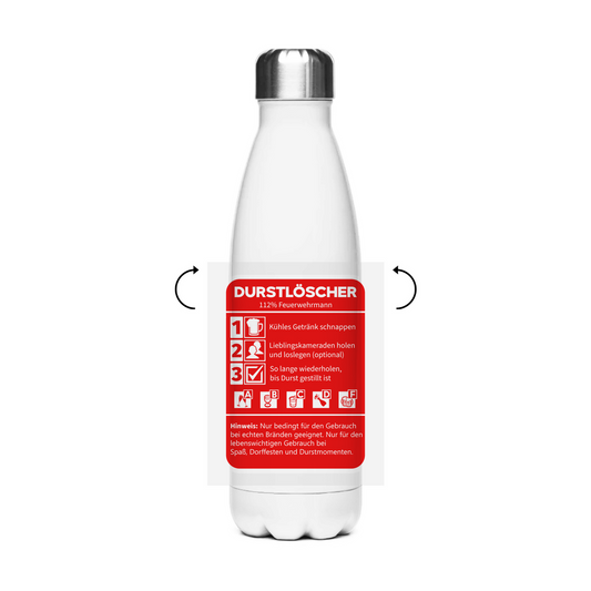 Edelstahl-Thermoflasche - Durstlöscher Feuerwehrmann