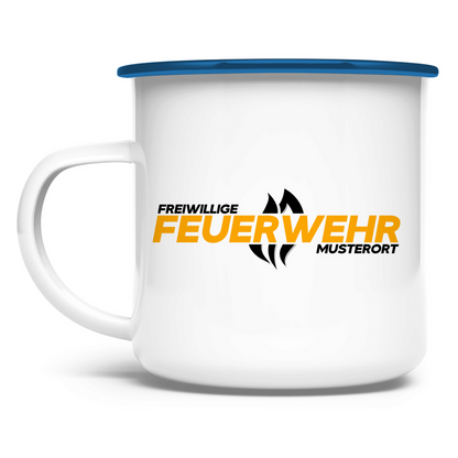 Emaille Tasse - Flamme Freiwillige Feuerwehr Gelb [Personalisierbar]