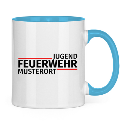 Tasse zweifarbig - Modern Jugendfeuerwehr [Personalisierbar]