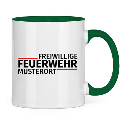 Tasse zweifarbig - Modern Freiwillige Feuerwehr [Personalisierbar]