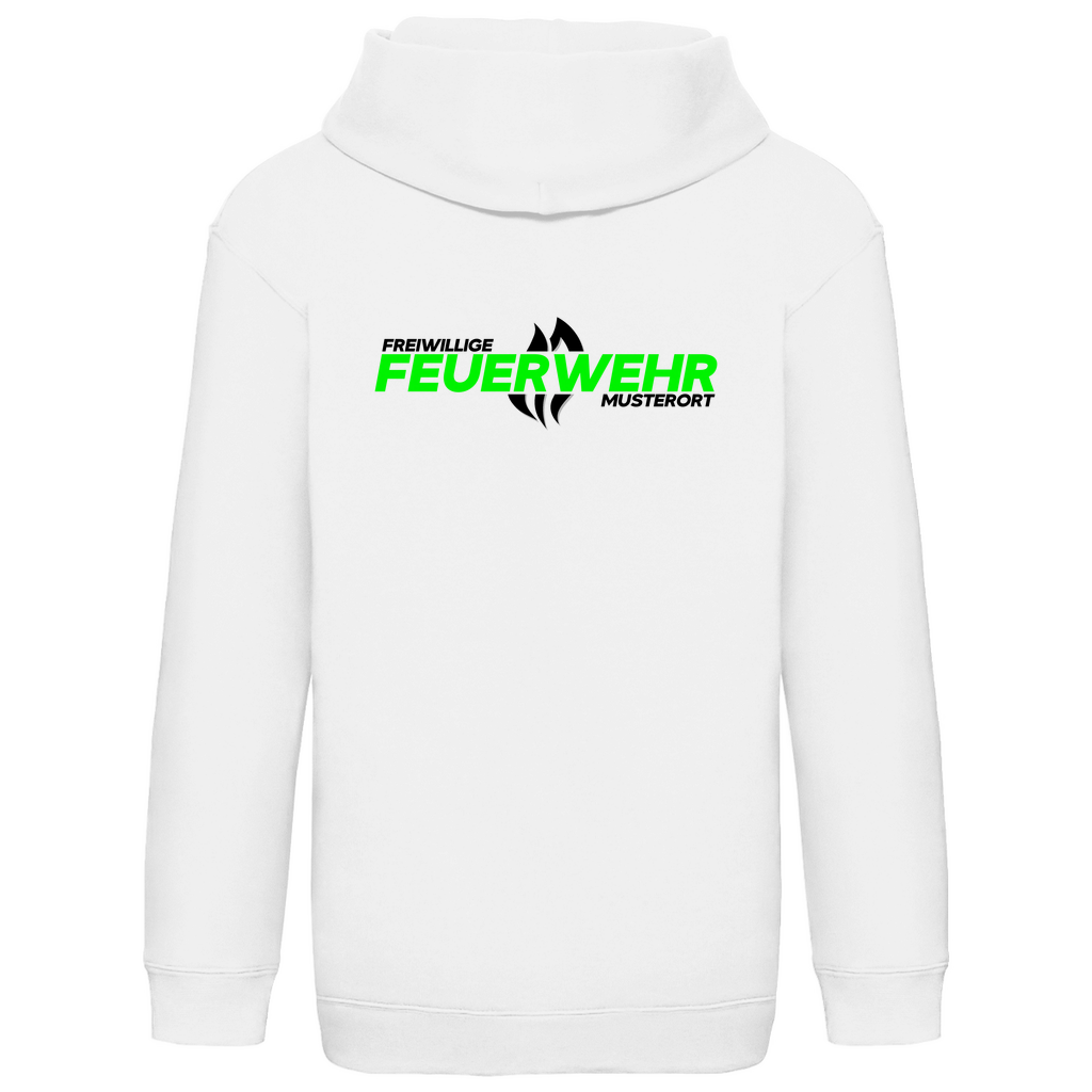 Kinder Hoodie - Flamme Freiwillige Feuerwehr Grün [Personalisierbar]