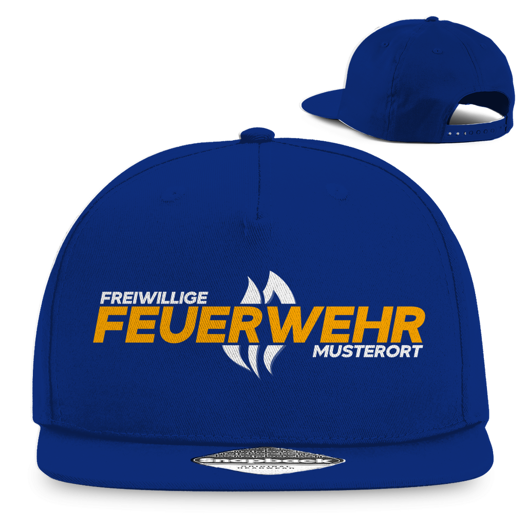 Snapback Rapper Cap - Flamme Freiwillige Feuerwehr Gelb [Personalisierbar]