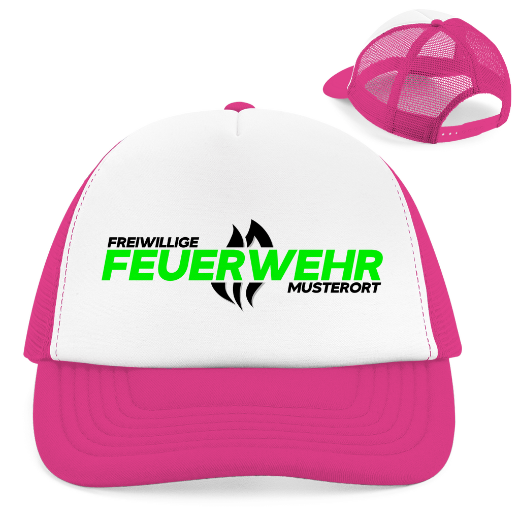 Retro Trucker Cap - Flamme Freiwillige Feuerwehr Grün [Personalisierbar]