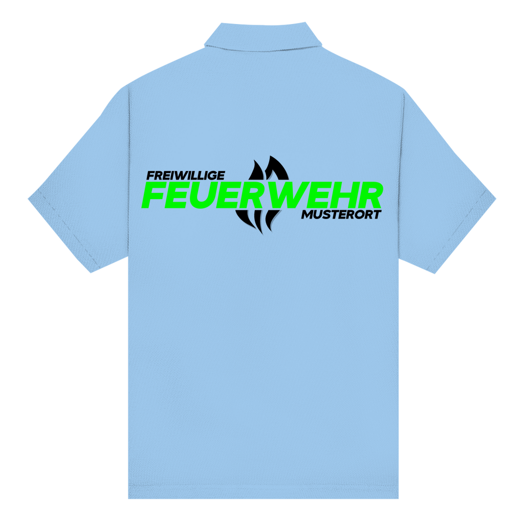 Unisex Poloshirt - Flamme Freiwillige Feuerwehr Grün (Personalisierbar)