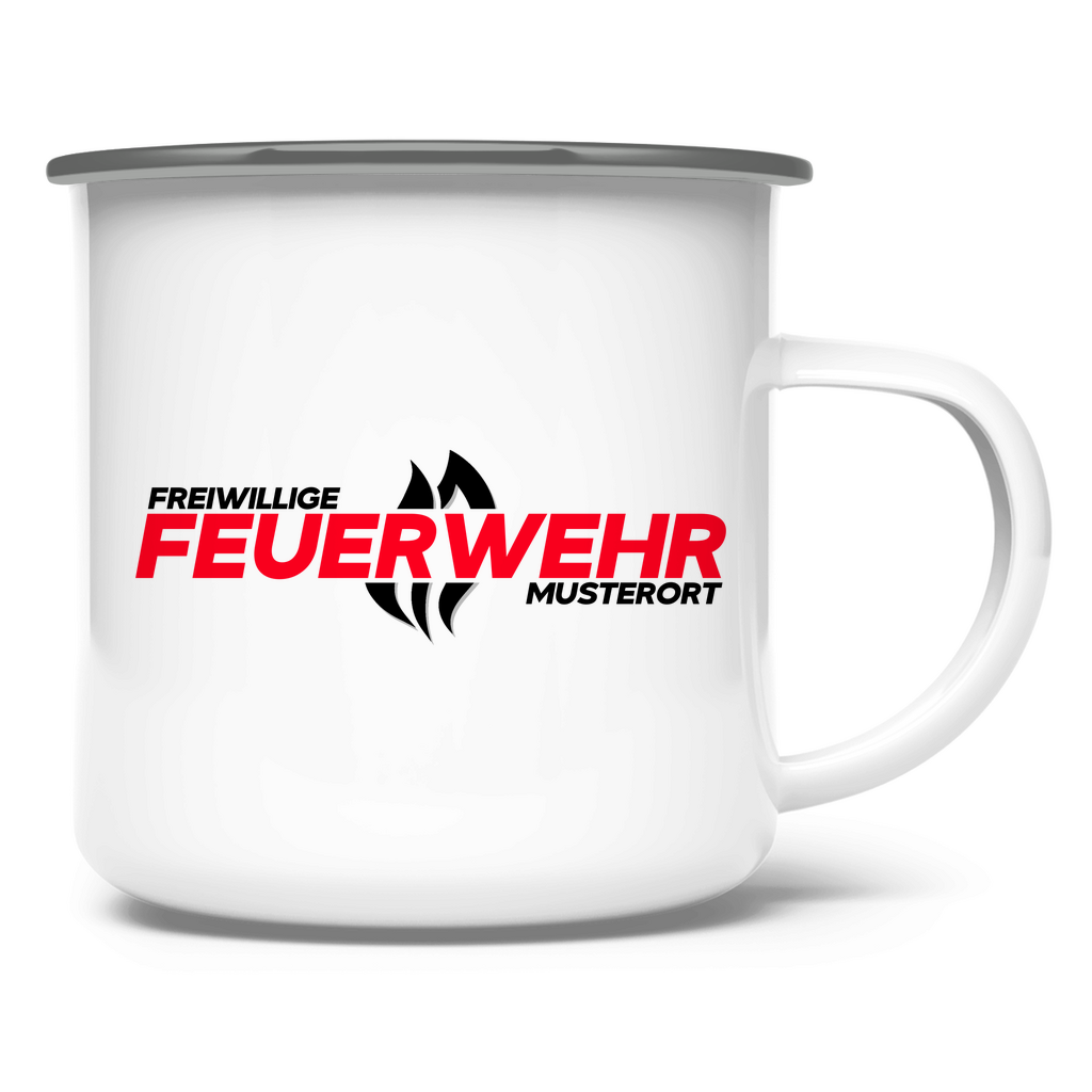 Emaille Tasse - Flamme Freiwillige Feuerwehr Rot [Personalisierbar]