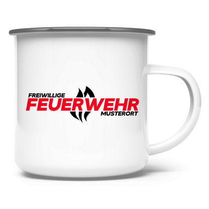 Emaille Tasse - Flamme Freiwillige Feuerwehr Rot [Personalisierbar]