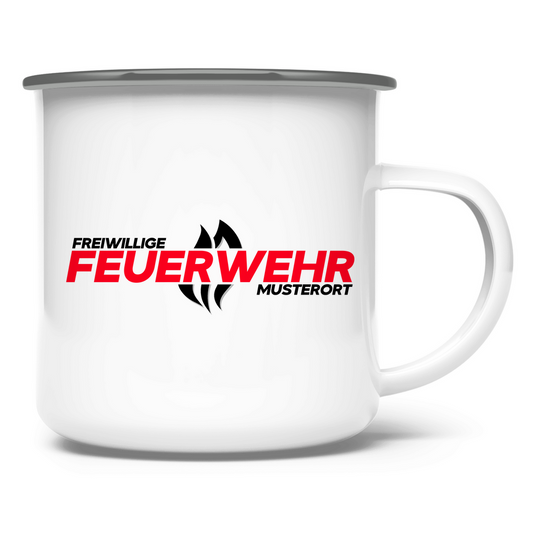Emaille Tasse - Flamme Freiwillige Feuerwehr Rot [Personalisierbar]