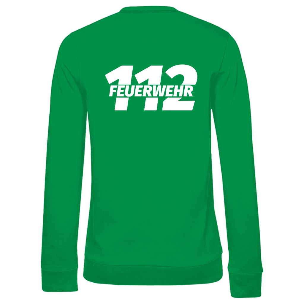 Damen Sweatshirt - 112 Feuerwehr Weiß