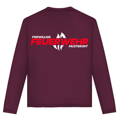 Unisex Langarmshirt - Flamme Freiwillige Feuerwehr Rot [Personalisierbar]